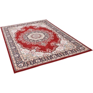 Wollteppich THEKO Dolna - 809 Teppiche Gr. B/L: 133 cm x 133 cm Ø 133 cm, 10 mm, 1 St., rot Orientalische Muster Kurzflor, reine Wolle, Orient-Optik