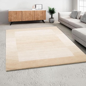 Wollteppich THEKO Gabbeh Super, Handweb Teppich, Bordüre, reine Wolle, handgewebt Teppiche Gr. B/L: 300 cm x 400 cm, 9 mm, 1 St., beige Schlafzimmer, Wohnzimmer, Esszimmer, auch als Läufer und Bettumrandung