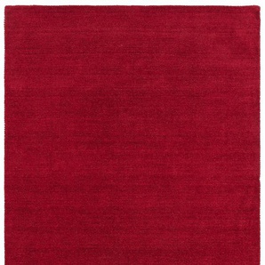 Wollteppich THEKO Gabbeh Uni, Handweb Teppich, meliert, reine Wolle, handgewebt Teppiche Gr. B: 300cm, 14mm, L: 400cm, rot (bordeaux) Schlafzimmer, Wohnzimmer, Esszimmer, auch als Läufer oder rund