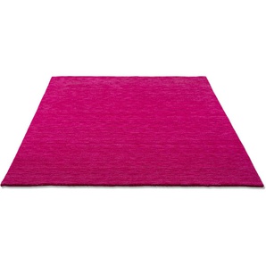 Wollteppich THEKO Holi Teppiche Gr. B: 170cm, 13mm, L: 240cm, pink Uni-Farben, leicht meliert, reine Wolle, handgewebt mit Knüpfoptik