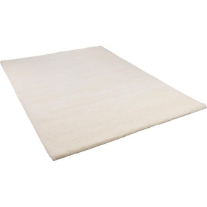 Wollteppich THEKO Maloronga Uni Teppiche Gr. B: 120cm, 24mm, L: 180cm, beige (natur weiß) echter Berber Teppich, reine Wolle, handgeknüpft