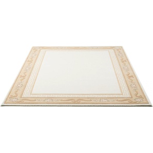 Wollteppich THEKO Pelinia 7745 Teppiche Gr. B: 160cm, 12mm, L: 230cm, beige Kurzflor, Uni Farben, mit Bordüre, reine Wolle