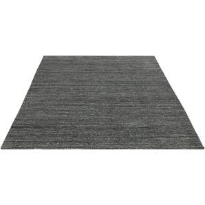 Wollteppich THEKO Pure UNI Teppiche Gr. B: 140cm, 14mm, L: 200cm, grau (anthrazit) Handwebteppich, meliert, reine Wolle, handgewebt