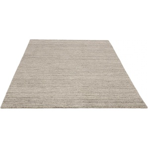 Wollteppich THEKO Pure UNI Teppiche Gr. B: 140cm, 14mm, L: 200cm, grau Handwebteppich, meliert, reine Wolle, handgewebt