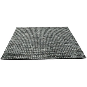 Wollteppich THEKO Tauern Teppiche Gr. B: 140cm, 10mm, L: 200cm, grau (dunkelgrau) Handweb Teppich, reine Wolle, handgewebt