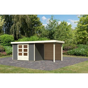 Woodfeeling Gartenhaus Dornhan 4 Flachdach Set 2, 302 x 217 x 211 cm, terragrau