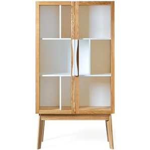 Woodman Bücherregal Hilla, Breite 88 cm, Türen mit Glaseinsätzen, Holzfurnier aus Eiche