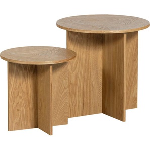 WOOOD Beistelltisch Lina (Maße Tisch 1: B 45/H 45/T 45Maße Tisch 2: B 35/H 45/T 35), 2 Set aus Massicholz