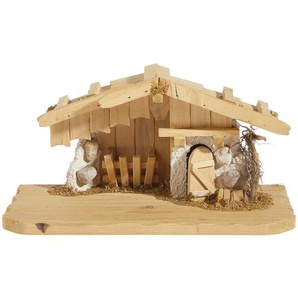 X-Mas Weihnachtskrippe, Braun, Weiß, Holz, 30x16x15 cm, Dekoration, Saisonartikel, Weihnachtsdekoration