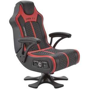 X Rocker Gamingstuhl, Rot, Schwarz, Kunststoff, Textil, Drehkreuz, 65x102.5x78 cm, klappbar, Sitzfläche 360° drehbar, USB-Anschluss, abwischbar, Bluetooth-Lautsprecher, gepolsterte Armlehnen, Kinder- & Jugendzimmer, Jugendmöbel, Gamingstühle