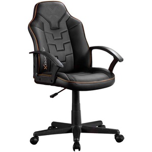 X Rocker Gamingstuhl, Schwarz, Gold, Textil, Drehkreuz, 57.5x107.5x44 cm, Sitzfläche 360° drehbar, abwischbar, ergonomische Rückenlehne, Kinder- & Jugendzimmer, Jugendmöbel, Gamingstühle