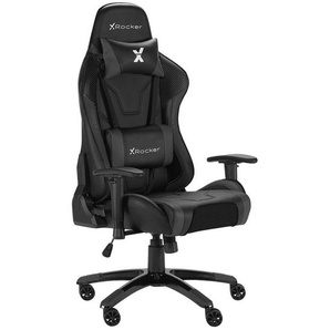 X Rocker Gamingstuhl, Schwarz, Metall, Kunststoff, Textil, Drehkreuz, 59.9x122x66 cm, Wippfunktion, Sitzfläche 360° drehbar, abwischbar, Nackenkissen abnehmbar, Lendenkissen ergonomische Rückenlehne, Kinder- & Jugendzimmer, Jugendmöbel, Gamingstühle