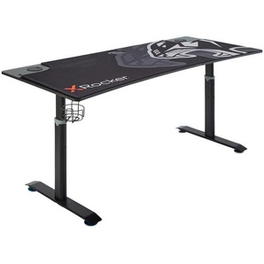 X Rocker Gamingtisch, Schwarz, Metall, Holzwerkstoff, rechteckig, Kufe, 80x80x160.5 cm, höhenverstellbar, Kabeldurchlass, Getränkehalter, Mousepad vollflächig, Arbeitszimmer, Schreibtische, Computertische