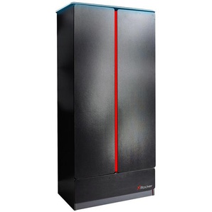 X Rocker Kleiderschrank X Rocker Carbon-Tek, Rot, Schwarz, Holzwerkstoff, 1 Fächer, 1 Schubladen, 79x181x51.5 cm, Beleuchtung, Schlafzimmer, Kleiderschränke, Drehtürenschränke