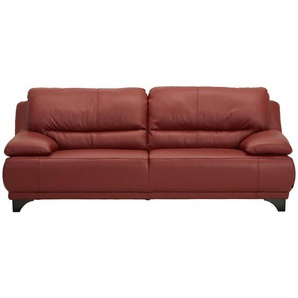 Xora 2,5-Sitzer, Rot, Leder, Echtleder, Rindleder, 218x87x92 cm, Typenauswahl, Lederauswahl, Stoffauswahl, Hocker erhältlich, Armteil links, rechts, Wohnzimmer, Sofas & Couches, Wohnlandschaften, Ledersofas