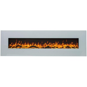 Xora Elektrokamin, Weiß, Metall, Kunststoff, Glas, 183x55x14 cm, Fernbedienung, Flammeneffekt separat schaltbar, Überhitzungsschutz, Dimmer, Freizeit, Heizen & Kühlen, Elektrokamine