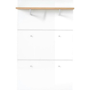 Xora Garderobenpaneel GW-Telde, Weiß, Eiche, Glas, Holzwerkstoff, 89x144x30 cm, Made in Germany, Hutablage, Kleiderstange, Garderobe, Garderobenpaneele, Garderobenpaneele