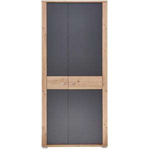 Xora Garderobenschrank, Graphit, Eiche Artisan, Holzwerkstoff, 8 Fächer, 86x199x38 cm, Beimöbel erhältlich, Garderobe, Garderobenschränke, Garderobenschränke