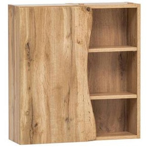 Xora Hängeschrank Bogen, Eiche Wotan, Holzwerkstoff, 4 Fächer, seitenverkehrt montierbar, 60x64x20 cm, Made in Germany, hängend, Badezimmer, Badezimmerschränke, Hängeschränke