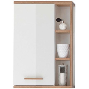 Xora Hängeschrank Noventa, Weiß, Eiche, Holzwerkstoff, 4 Fächer, 50.5x74.5x20.5 cm, Made in Germany, hängend, Badezimmer, Badezimmerschränke, Hängeschränke