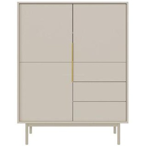 Xora Highboard Viva, Kaschmir, Metall, 1 Fächer, 3 Schubladen, 104x139.5x39 cm, Beimöbel erhältlich, Wohnzimmer, Kommoden & Sideboards, Highboards