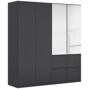 Xora Kleiderschrank, Grau, Kunststoff, 2 Fächer, 4 Schubladen, 181x197x54 cm, Blauer Engel, BQ - Bündnis für Qualität, Made in Germany, in verschiedenen Größen erhältlich, Holzdekoren erhältlich, Kinder- & Jugendzimmer, Jugendmöbel, Jugendkleiderschränke