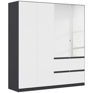 Xora Kleiderschrank, Grau, Weiß, Kunststoff, 2 Fächer, 4 Schubladen, 181x197x54 cm, Blauer Engel, BQ - Bündnis für Qualität, Made in Germany, in verschiedenen Größen erhältlich, Holzdekoren erhältlich, Kinder- & Jugendzimmer, Jugendmöbel,