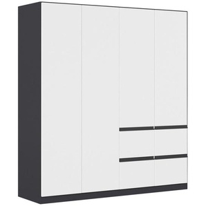 Xora Kleiderschrank, Grau, Weiß, Kunststoff, 2 Fächer, 4 Schubladen, 181x197x54 cm, Blauer Engel, BQ - Bündnis für Qualität, Made in Germany, in verschiedenen Größen erhältlich, Holzdekoren erhältlich, Kinder- & Jugendzimmer, Jugendmöbel,