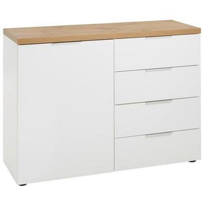 Xora Kommode, Weiß, Eiche, Metall, 2 Fächer, 4 Schubladen, 120x89x43 cm, Beimöbel erhältlich, Wohnzimmer, Kommoden & Sideboards, Kommoden