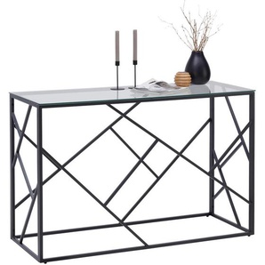 Xora Konsolentisch, Klar, Schwarz, Metall, Glas, rechteckig, eckig, Gittergestell, 45x77x120 cm, Bsci, Wohnzimmer, Wohnzimmertische, Konsolentische