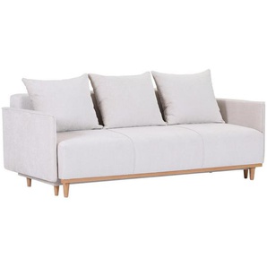 Xora Schlafsofa, Beige, Textil, Buche, massiv, 3-Sitzer, Füllung: Polyester, 205x75x100 cm, Liegefunktion, Schlafen auf Sitzhöhe, Rücken echt, Kinder- & Jugendzimmer, Jugendmöbel, Jugendsofas