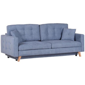 Xora Schlafsofa Laureto, Hellblau, Textil, Uni, 2-Sitzer, Füllung: Schaumstoff, Silikon,Schaumstoff, Silikon, 225x70x98 cm, Stoffauswahl, Armteil links, rechts, Kinder- & Jugendzimmer, Jugendmöbel, Jugendsofas