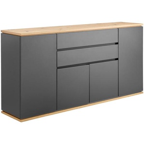 Xora Sideboard, Graphit, Eiche Artisan, Holzwerkstoff, 5 Fächer, 2 Schubladen, 184x93x42 cm, Typenauswahl, Beimöbel erhältlich, stehend, Wohnzimmer, Kommoden & Sideboards, Sideboards