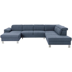 Xora Wohnlandschaft, Blau, Textil, 5-Sitzer, U-Form, 320x226 cm, Stoffauswahl, seitenverkehrt erhältlich, Hocker Rücken echt, Wohnzimmer, Sofas & Couches, Wohnlandschaften, Wohnlandschaften in U-Form