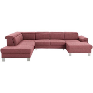 Xora Wohnlandschaft, Rot, Textil, 5-Sitzer, U-Form, 320x226 cm, Stoffauswahl, seitenverkehrt erhältlich, Hocker Rücken echt, Wohnzimmer, Sofas & Couches, Wohnlandschaften, Wohnlandschaften in U-Form