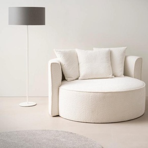 XXL-Sessel LEGER HOME BY LENA GERCKE Isalie, Sessel in modernen Farben, Lesesessel, Loveseat, Big-Sessel Gr. Boucle, B/H/T: 153cm x 98cm x 145cm, beige (creme) trendige Stoffe, mit 3 Zierkissen, große Sitzfläche, Hocker optional