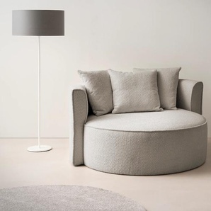 XXL-Sessel LEGER HOME BY LENA GERCKE Isalie, Sessel in modernen Farben, Lesesessel, Loveseat, Big-Sessel Gr. Boucle, B/H/T: 153cm x 98cm x 145cm, grau (taupe) trendige Stoffe, mit 3 Zierkissen, große Sitzfläche, Hocker optional