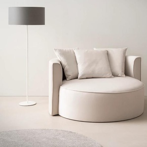 XXL-Sessel LEGER HOME BY LENA GERCKE Isalie, Sessel in modernen Farben, Lesesessel, Loveseat, Big-Sessel Gr. Samtoptik, B/H/T: 153cm x 98cm x 145cm, beige (creme) trendige Stoffe, mit 3 Zierkissen, große Sitzfläche, Hocker optional