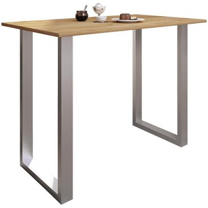 Xxxl Bartisch, Silber, Honigeiche, Metall, Holzwerkstoff, rechteckig, U-Form, 140x102x80 cm, schnell aufzubauende und stabile Arbeitsfläche, Esszimmer, Tische, Stehtische