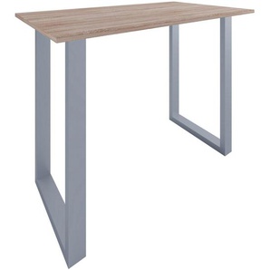 Xxxl Bartisch, Silber, Sonoma Eiche, Metall, Holzwerkstoff, rechteckig, U-Form, 140x102x80 cm, schnell aufzubauende und stabile Arbeitsfläche, Esszimmer, Tische, Stehtische