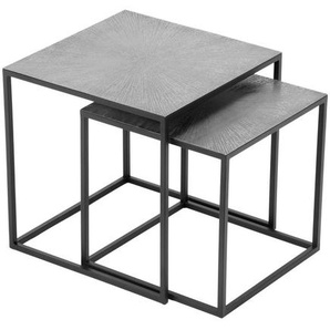 Xxxl Beistelltischset Hira, Schwarz, Silber, Metall, 2-teilig, rechteckig, Kufe, 35-40x35-40x35-40 cm, ausziehbar, Wohnzimmer, Wohnzimmertische, Satztische