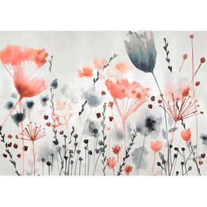 Xxxl Fototapete, Grau, Rosa, Papier, Floral, 280x372 cm, Fsc, Bsci, Made in Europe, Tapeten Shop, Fototapeten