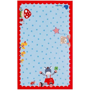 Xxxl Kinderteppich Baby Glück, Blau, Rot, Hellblau, Textil, Tier, rechteckig, 100x160 cm, Oeko-Tex® Standard 100, für Fußbodenheizung geeignet, rutschfest, Teppiche & Böden, Teppiche, Kinderteppiche