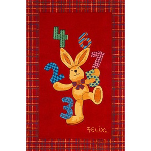 Xxxl Kinderteppich Felix der Hase, Rot, Textil, Tier, rechteckig, 110x170 cm, Textiles Vertrauen - Oeko-Tex®, für Fußbodenheizung geeignet, Teppiche & Böden, Teppiche, Kinderteppiche