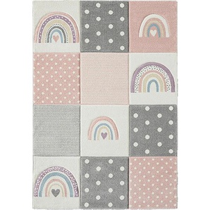 Xxxl Kinderteppich Pastel Kids, Altrosa, Hellgrau, Textil, Regenbogen, rechteckig, 120x170 cm, ISO 9001, Bsci, Oeko-Tex® Standard 100, für Fußbodenheizung geeignet, in verschiedenen Größen erhältlich, pflegeleicht, leicht zusammenrollbar, Teppiche &