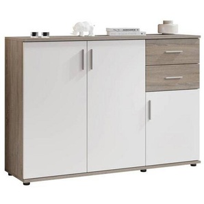 Xxxl Kommode Bobby, Weiß, Eiche dunkel, Kunststoff, 1 Fächer, 2 Schubladen, 120x82x35 cm, Made in EU, Typenauswahl, stehend, Wohnzimmer, Kommoden & Sideboards, Kommoden