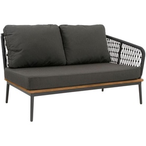 Xxxl Loungesofa, Anthrazit, Teak, Holz, Metall, Teakholz, massiv, 2-Sitzer, Füllung: Schaumstoff, Eckteil, einzeln stellbar, 130x71x82 cm, UV-beständig, Loungemöbel, Gartensofas