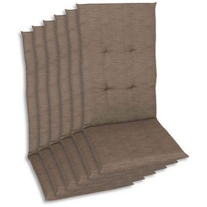 Xxxl Sesselauflagenset, Taupe, Textil, 6-teilig, Uni, Füllung: Schaumstoff, Vlies, 48x5x118 cm, Oeko-Tex® Standard 100, pflegeleicht, für den Außenbereich geeignet, mittels Gurtband zu befestigen, Outdoor-Kissen, Sesselauflagen