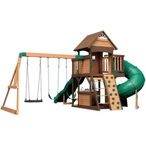 Xxxl Spielturm, Braun, Grün, Holz, Zeder, 470x300x560 cm, EN 71, Outdoor Spielzeug, Spieltürme