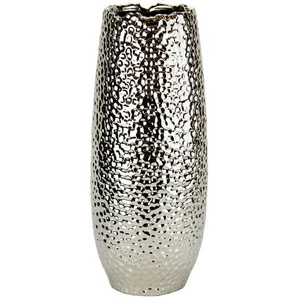 Xxxl Vase, Silber, Keramik, 9x32 cm, nur für Seiden- und Kunstblumen geeignet, auch frische Blumen geeignet, Dekoration, Vasen, Keramikvasen